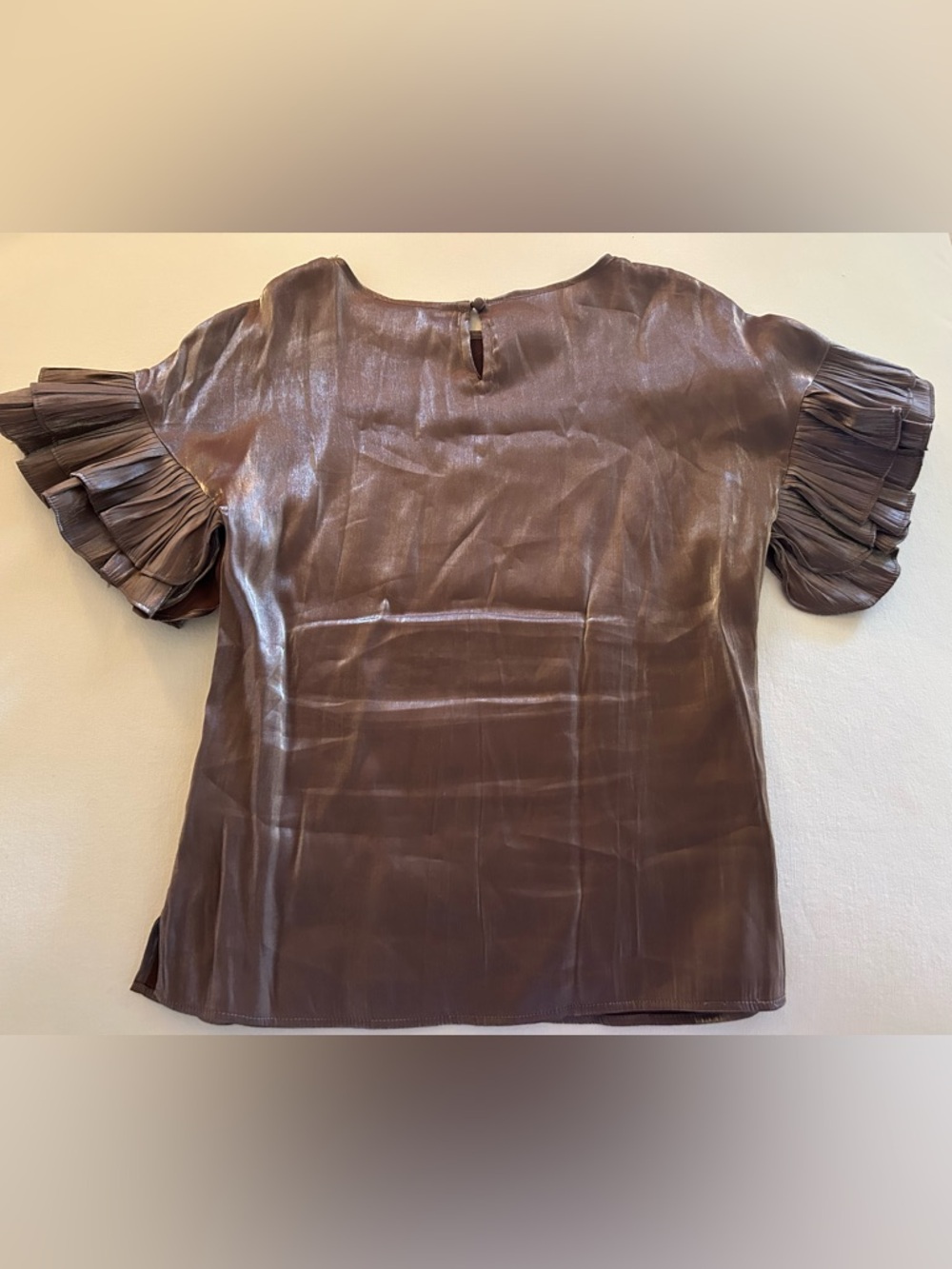 Prelude Satin-Look Blouse with Rhinestone Trim SMALL MINT! - Picture 5 of 6